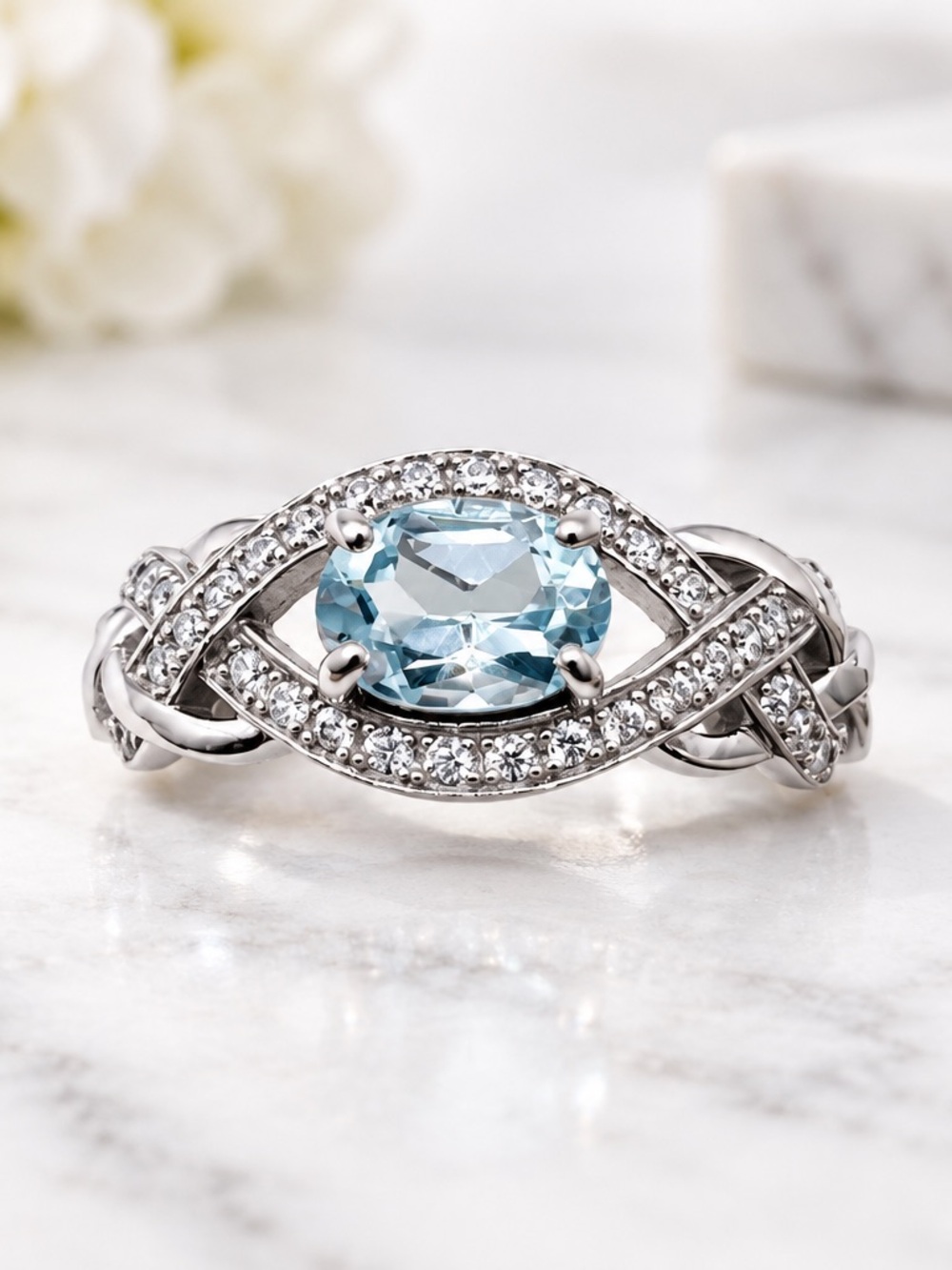 Size 9 Blue Topaz 925 Sterling Silver Ring